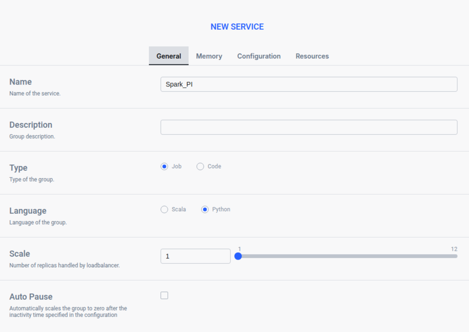 Configure General Settings for Spark Job Service